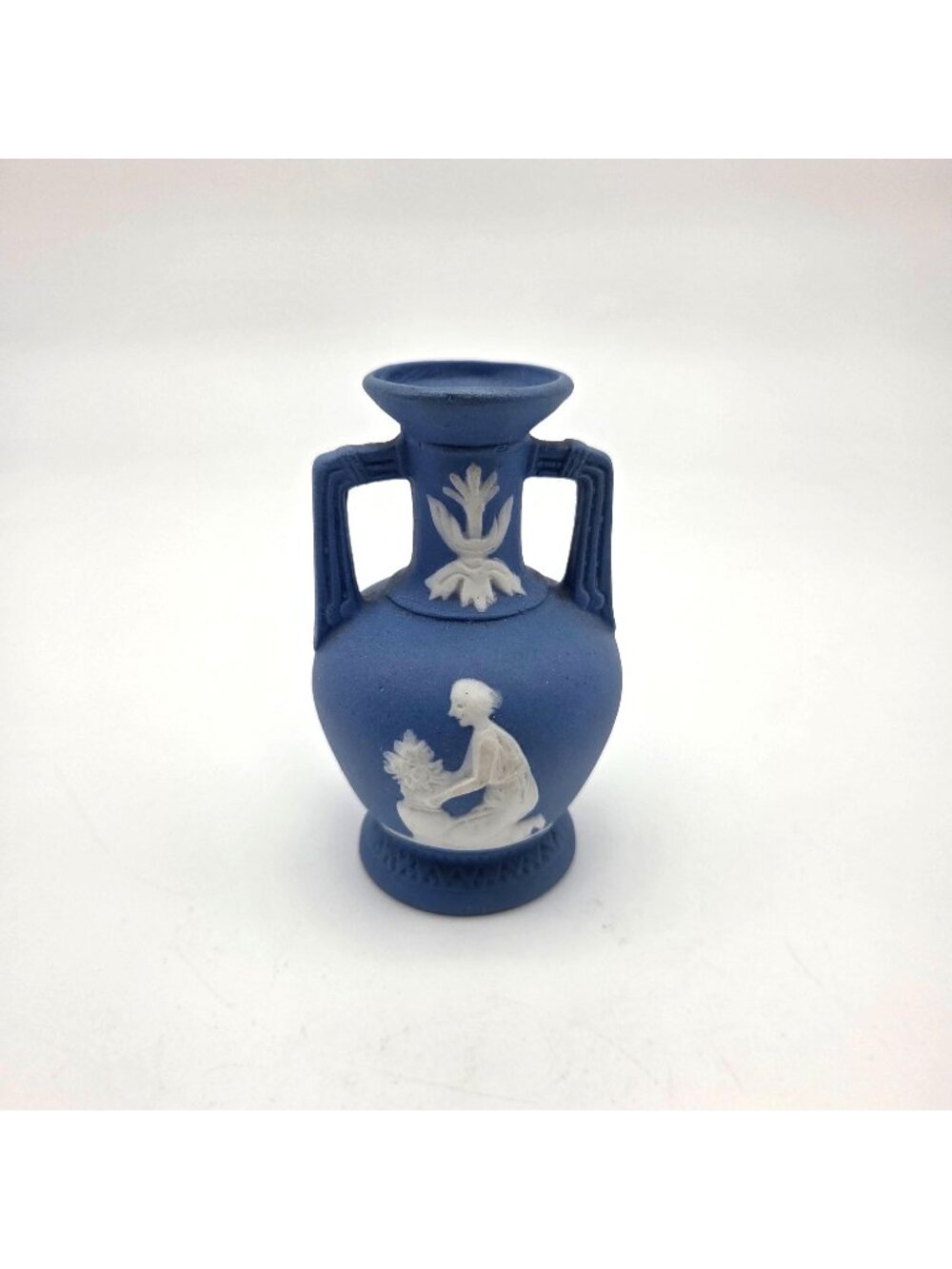 Vintage Blue Jasperware Miniature Bud Vase Hellenic Maiden